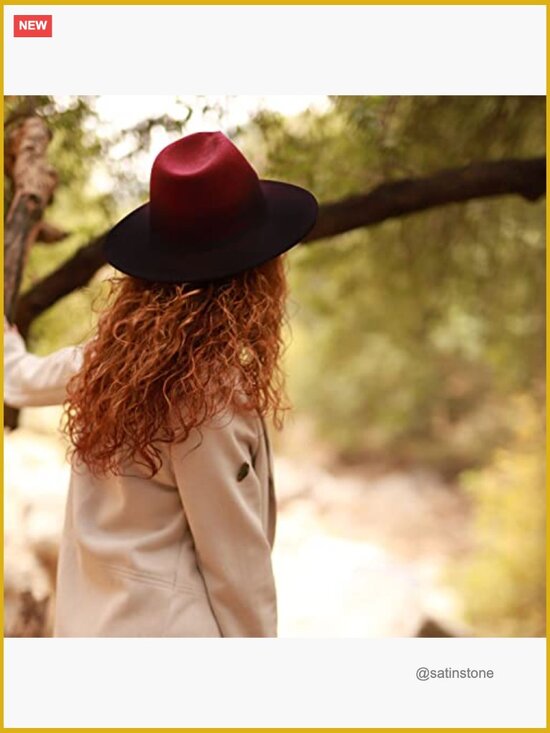 Gradient Fedora Wide Brim Felt Panama Hat with Belt Buckle